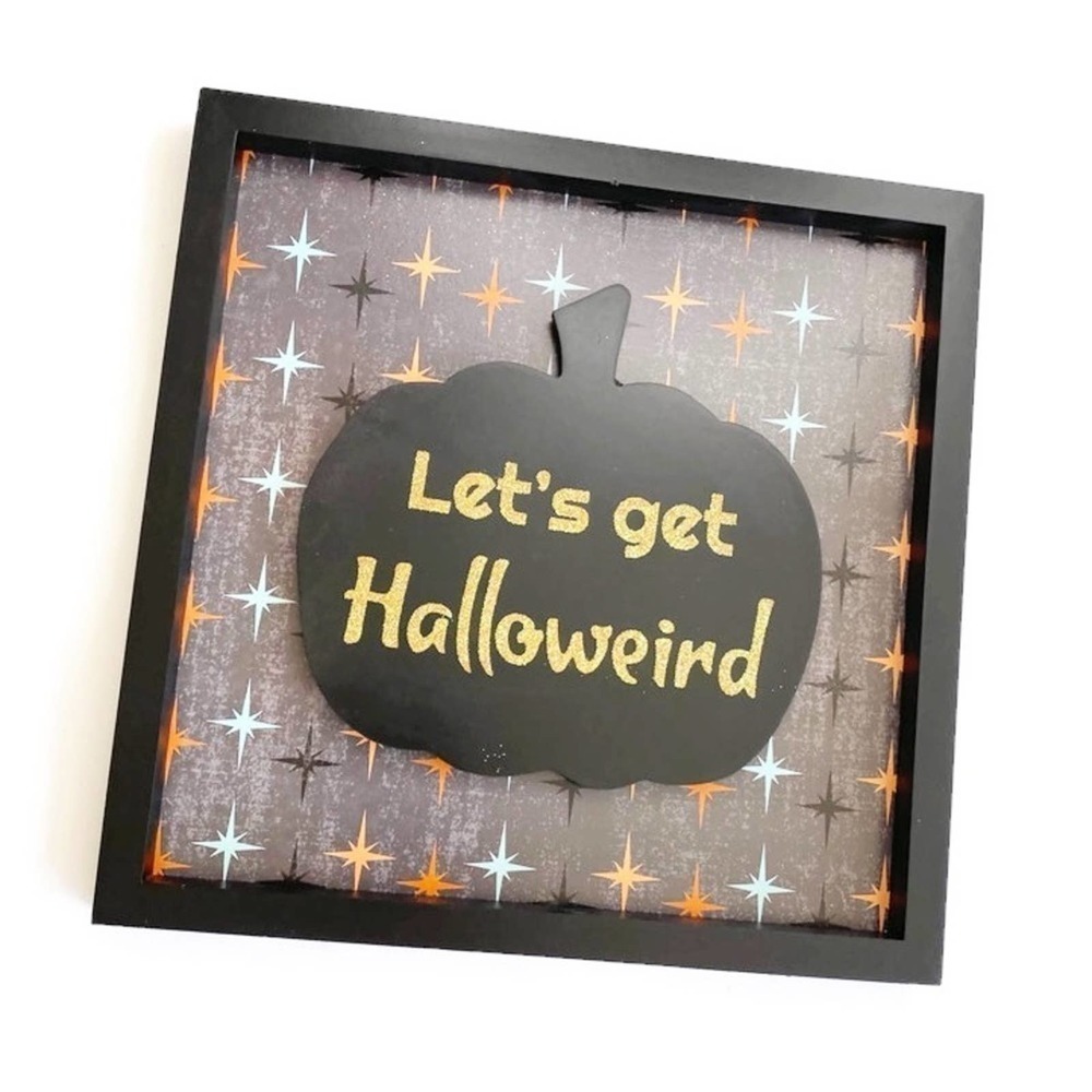Let's Get Halloweird Retro Wall Sign Cool Cats At Home 2020 Plaque Decor Wall